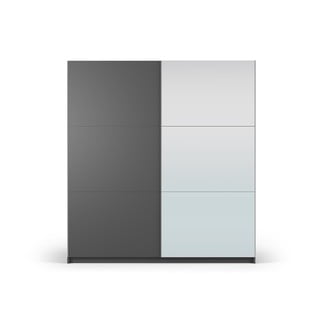 Tmavě šedá šatní skříň se zrcadlem a s posuvnými dveřmi 200x215 cm Lisburn - Cosmopolitan Design