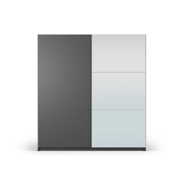 Tmavě šedá šatní skříň se zrcadlem a s posuvnými dveřmi 200x215 cm Lisburn - Cosmopolitan Design