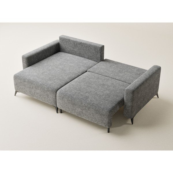 Šedá žinylková rozkládací/s úložným prostorem rohová pohovka (levý roh/s lenoškou) Leon – Maison de Rêve-image-3