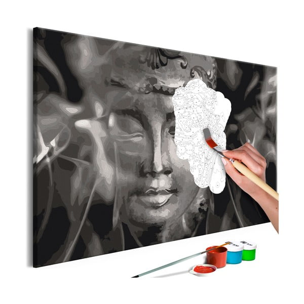 DIY set na tvorbu vlastního obrazu na plátně Artgeist Buddha in Black and White, 60 x 40 cm