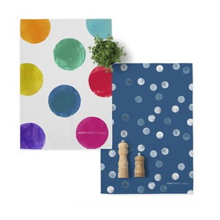 Sada 2 bavlněných kuchyňských utěrek Happy Friday Basic Confetti, 70 x 50 cm