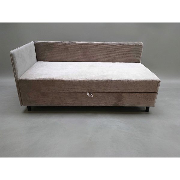 Taupe čalouněná jednolůžková postel s úložným prostorem s matrací 90x200 cm Avela - II. jakost – Bonami Selection-image-1