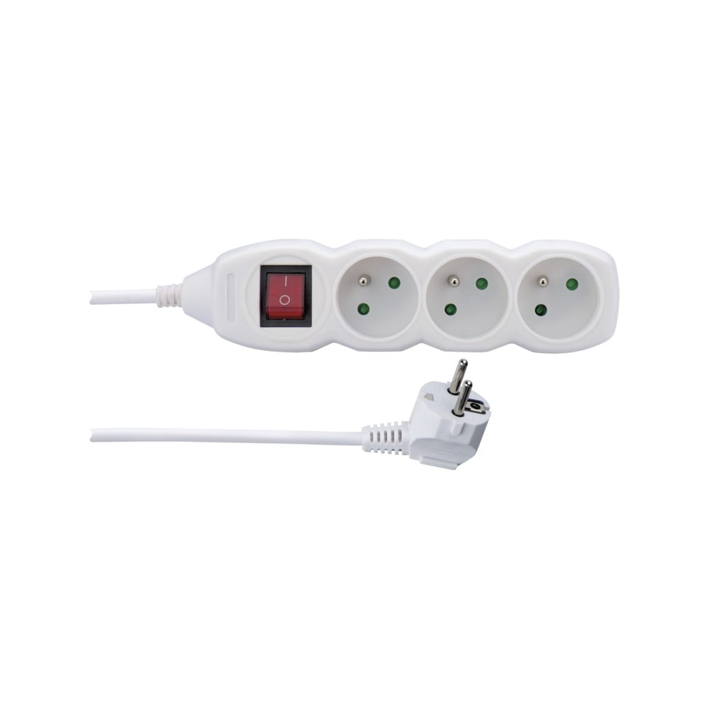 Bílý prodlužovací kabel se 3 zásuvkami a vypínačem EMOS, 3m