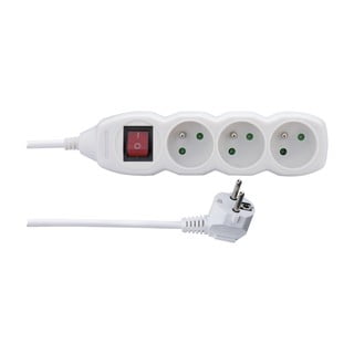 Bílý prodlužovací kabel se 3 zásuvkami a vypínačem EMOS, 3m