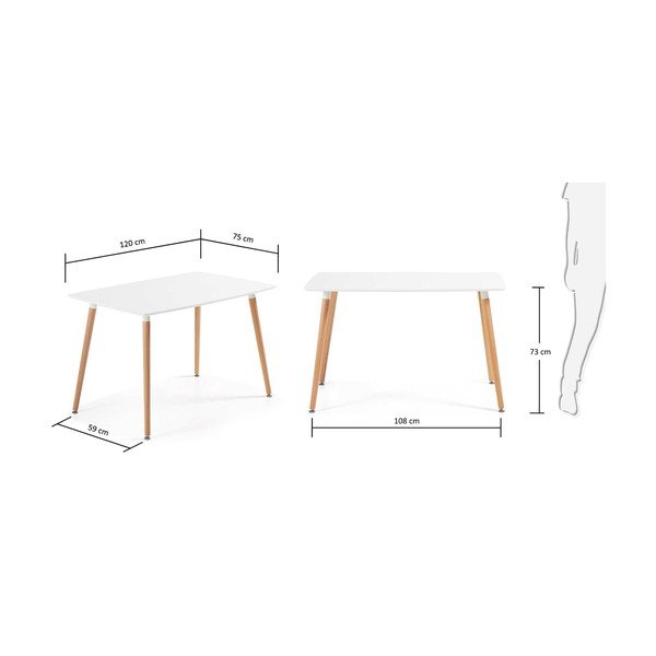 Jídelní stůl z bukového dřeva Kave Home Daw, 120 x 75 cm-image-3