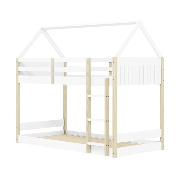 Domečková patrová dětská postel v bílo-přírodní barvě 90x190 cm Valka – Marckeric-image-2