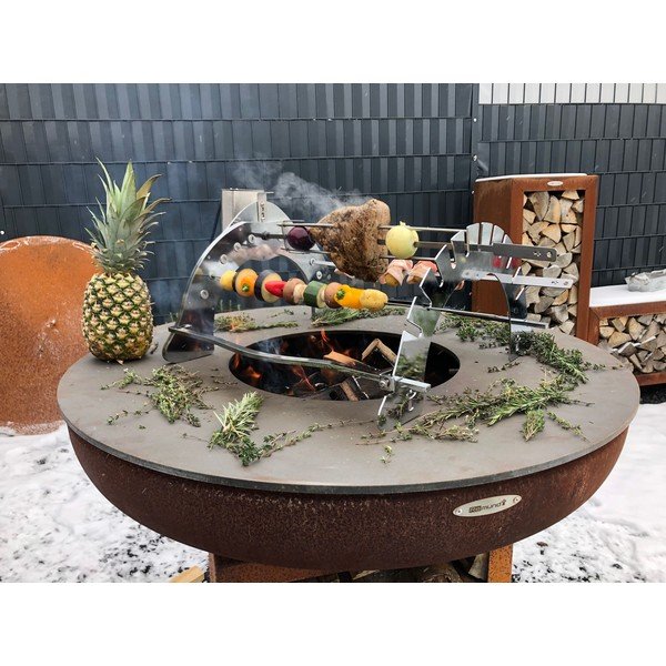 Hnědý venkovní gril na dřevo Remundi Carus M, ø 82 cm-image-4
