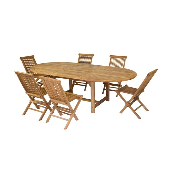 Sada 6 židlí a jídelního stolu z teakového dřeva Santiago Pons