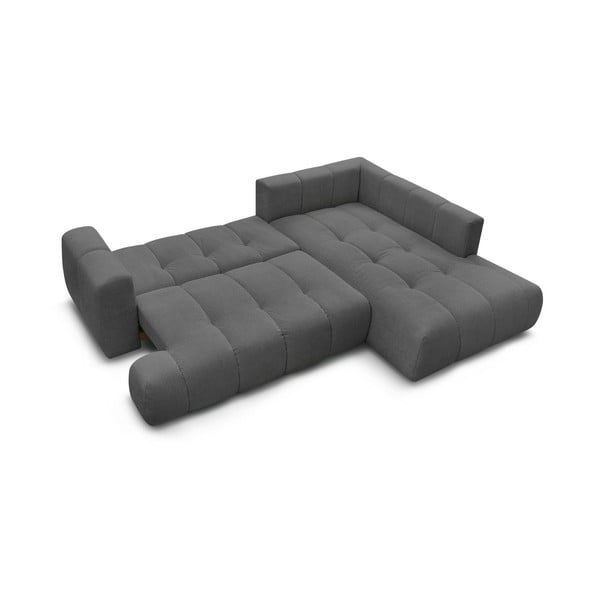 Tmavě šedá rozkládací/s úložným prostorem rohová pohovka (pravý roh/do L) Fuji – Bobochic Paris-image-4