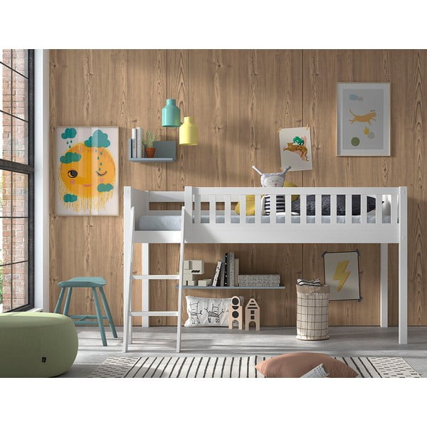 Bílá vyvýšená dětská postel z borovicového dřeva 90x200 cm SCOTT – Vipack-image-3