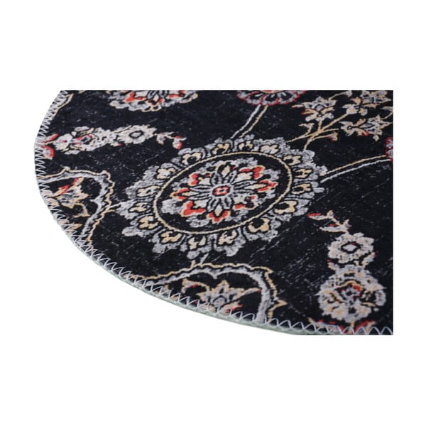 Černý pratelný kulatý koberec ø 100 cm – Vitaus-image-2