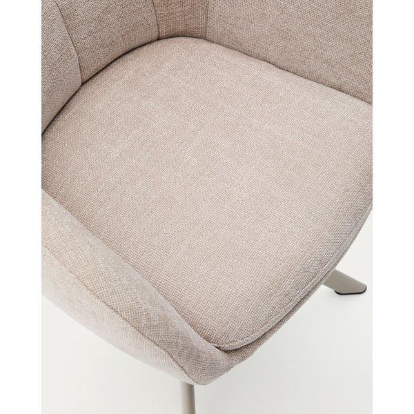 Béžové čalouněné jídelní křeslo s područkami Dorina – Kave Home-image-4