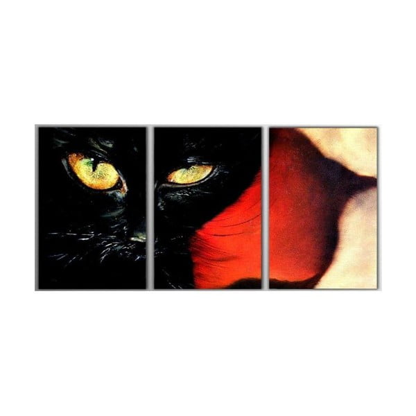 3dílný obraz Black Cat, 45x90 cm