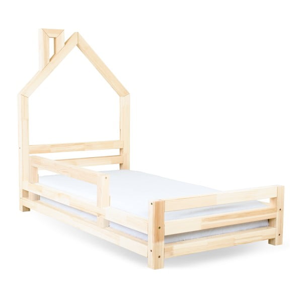 Tyrkysová bočnice z borovicového dřeva k posteli Benlemi Safety, délka 90 cm-image-2