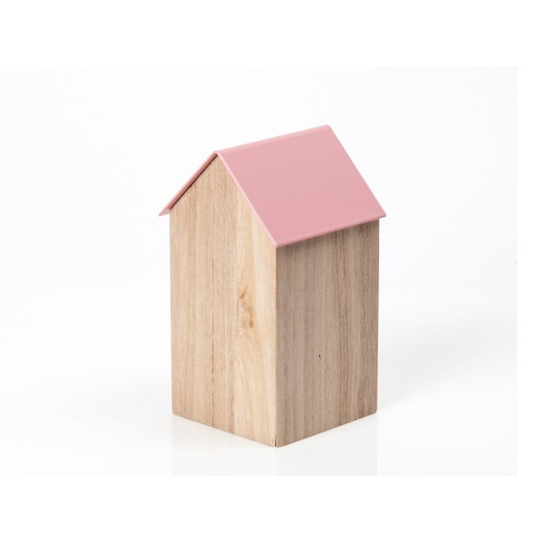Růžový úložný box House Medium