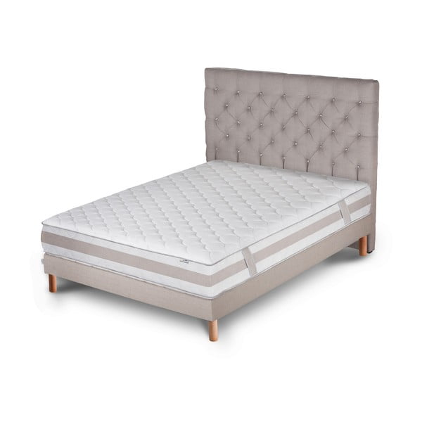 Světle šedá postel s matrací Stella Cadente Maison Saturne Forme, 140 x 200  cm