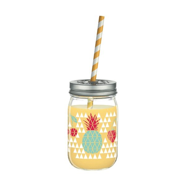 Sklenice s víčkem a brčkem Ritzenhoff Kathrin Stockebrand Pineapple, 445 ml
