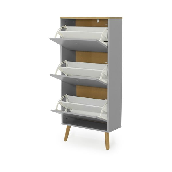 Šedý botník s nohami z dubového dřeva se 3 výkopy Tenzo Dot-image-3