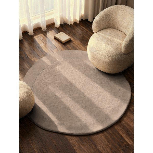 Béžový ručně tkaný kulatý koberec s příměsí vlny ø 160 cm Kari Organic – Villeroy&Boch-image-1