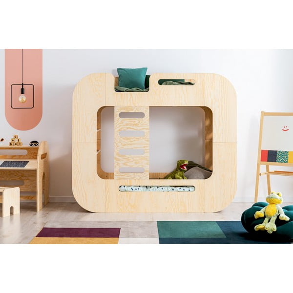 Patrová dětská postel s úložným prostorem 90x200 cm v přírodní barvě Mundo – Adeko-image-1