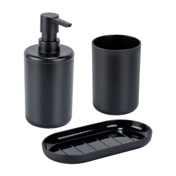 Černá plastová sada doplňků do koupelny Fano – Allstar-image-1