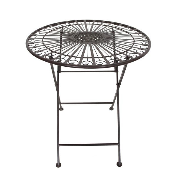 Tmavě hnědý kovový zahradní jídelní set pro 2 – Garden Pleasure-image-4