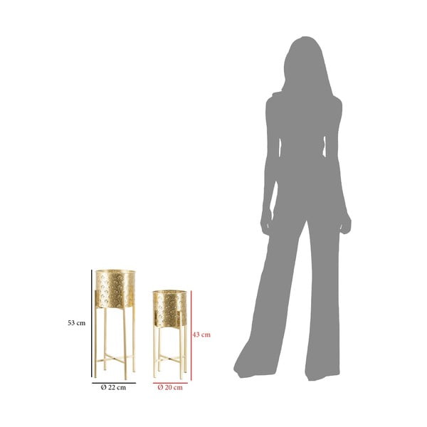 Sada 2 stojanů na květináč ve zlaté barvě Mauro Ferretti Golvy, výška 52 cm-image-2