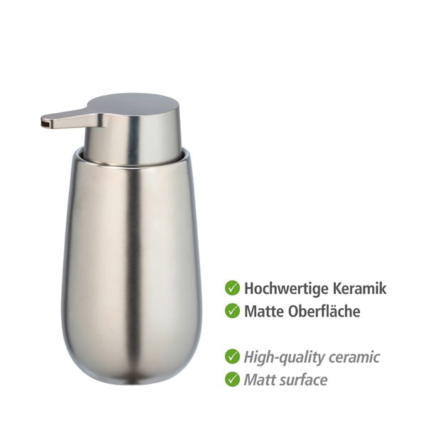 Keramický dávkovač mýdla v matně stříbrné barvě 317 ml Badi - Wenko-image-4