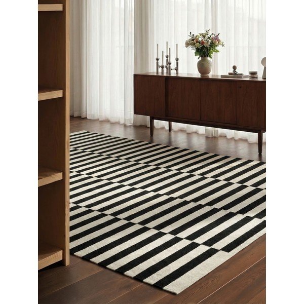 Černo-bílý oboustranný ručně tkaný vlněný koberec 200x300 cm Donna – Hanse Home-image-1