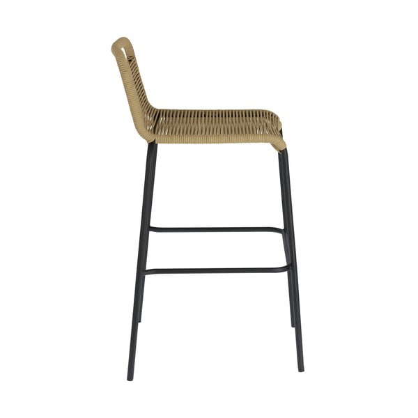 Béžová barová židle s ocelovou konstrukcí Kave Home Glenville, výška 74 cm