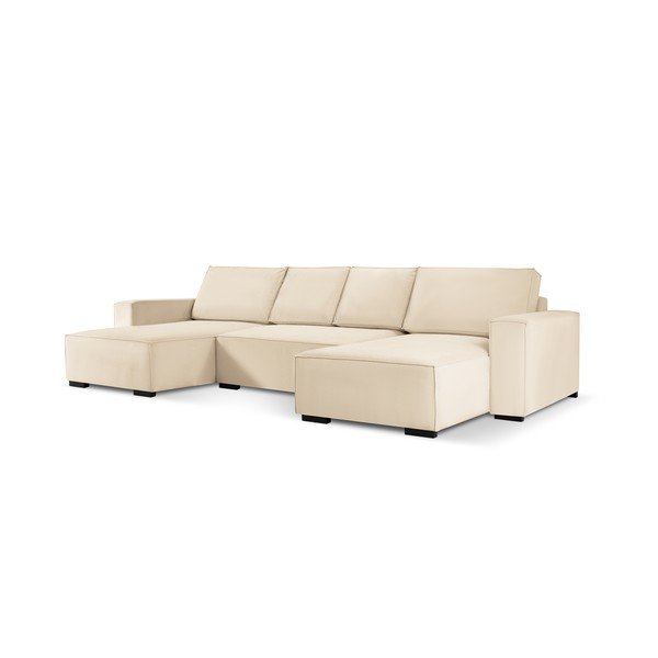 Béžová manšestrová rozkládací pohovka do "U" Mazzini Sofas Azalea-image-2