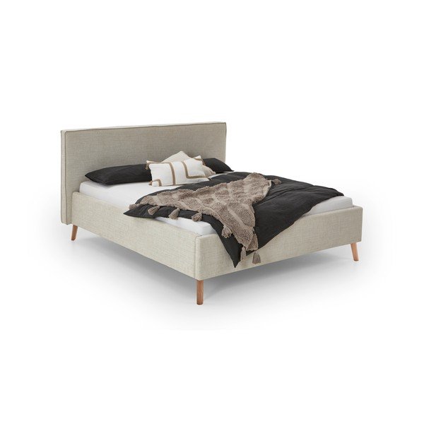 Krémová čalouněná dvoulůžková postel s úložným prostorem s roštem 160x200 cm Riva – Meise Möbel-image-4