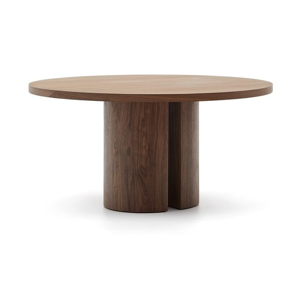 Hnědý kulatý jídelní stůl v dekoru ořechu ø 150 cm Nealy – Kave Home-image-3
