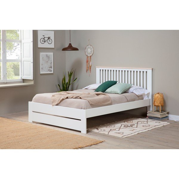 Bílá dvoulůžková postel s roštem 140x190 cm Leba – Marckeric-image-1