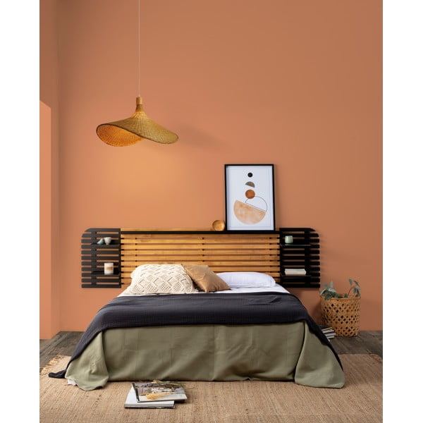Černé/přírodní čelo postele z borovicového dřeva 240x62 cm Dimas – Marckeric-image-1