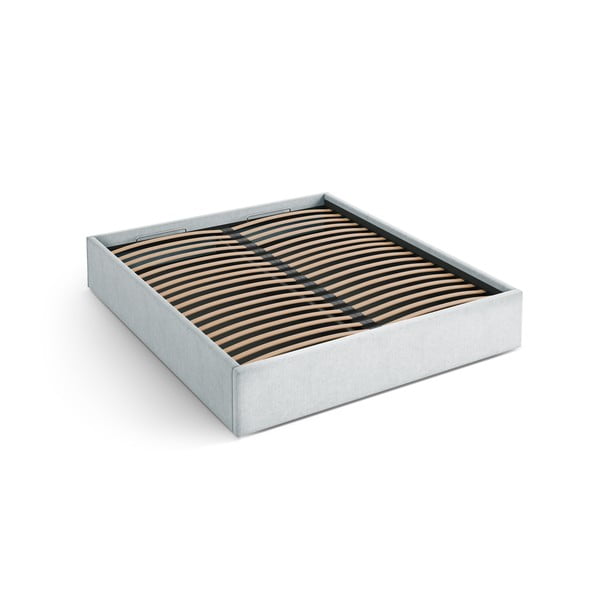 Světle šedá čalouněná dvoulůžková postel s úložným prostorem/bez čela s roštem 140x200 cm Susan – Micadoni 