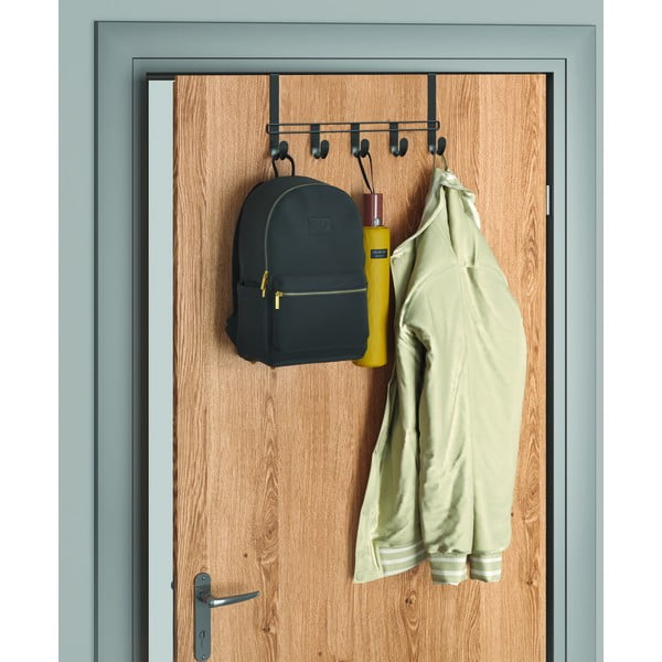 Černý kovový věšák na dveře 38 cm Lava – Metaltex-image-1