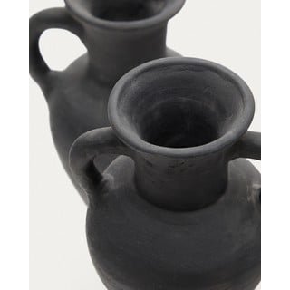 Matně černé terakotové ručně vyrobené vázy v sadě 2 ks (výška 25,5 cm) Tefare – Kave Home