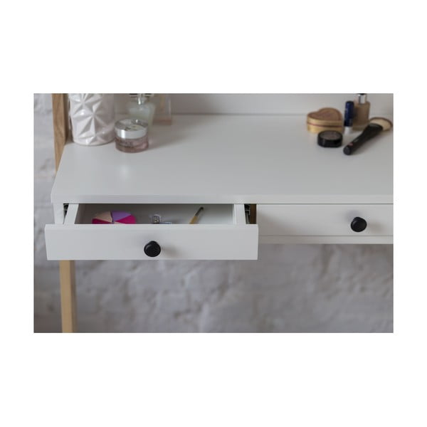 Bílý toaletní stojan s šuplíkem a zrcadlem Ragaba Leno-image-3