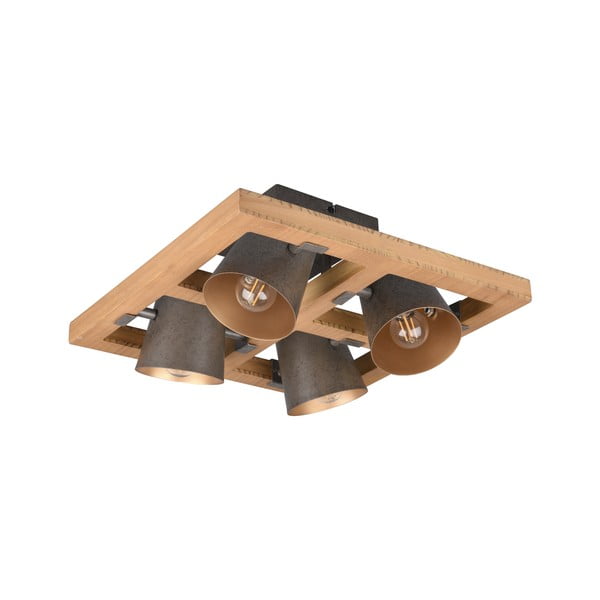 Stropní svítidlo s kovovým stínidlem v tmavě šedo-přírodní barvě 39x39 cm Bell – Trio