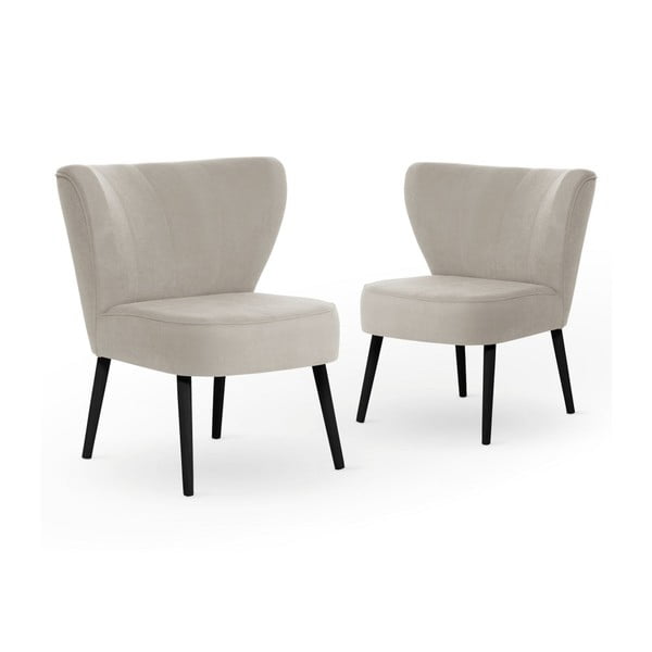 Sada 2 krémových jídelních židlí s černými nohami My Pop Design Hamilton