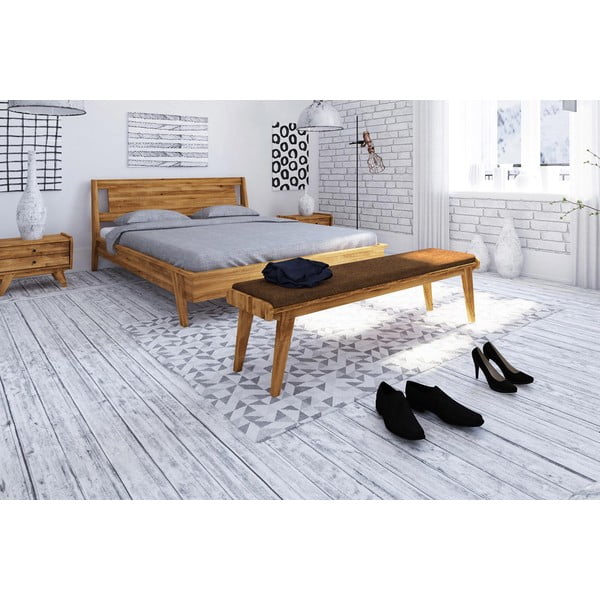 Lavice z dubového dřeva s oranžovým sedákem Retro - The Beds-image-3