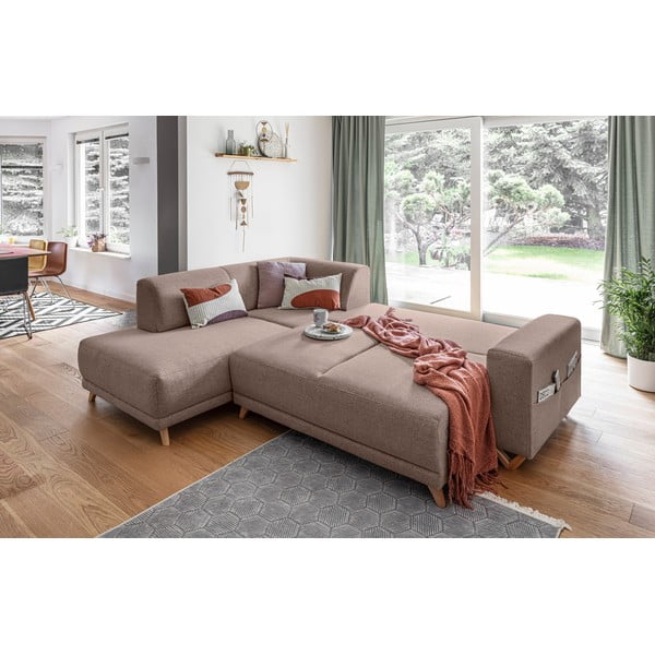Hnědá rozkládací/s úložným prostorem rohová pohovka (levý roh/do L) Classy Sophie – Miuform-image-4