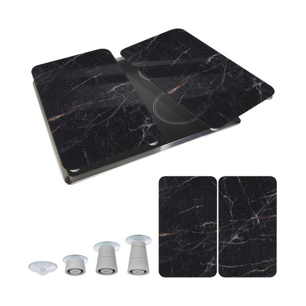 Kryty na sporák v sadě 2 ks z tvrzeného skla 52x30 cm Black Marble – Wenko-image-2