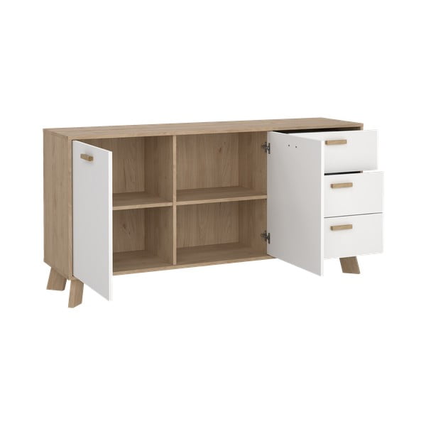 Bílá/v přírodní barvě komoda v dekoru dubu 147x73x39 cm Ikast – Tvilum-image-3