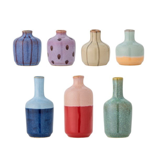 Ručně malované vázy v sadě 7 ks z kameniny (výška 14 cm) Maien – Bloomingville
