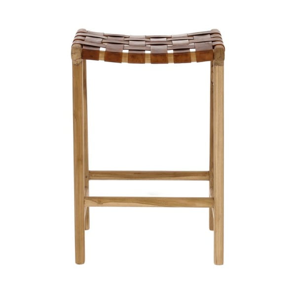 Barová stolička z imitace kůže v přírodní barvě (výška sedáku 67 cm) Calixta – Kave Home-image-3