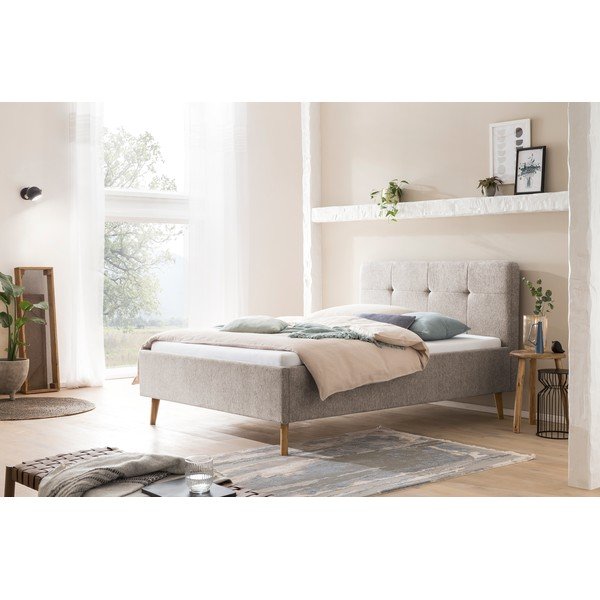 Šedá/hnědá čalouněná dvoulůžková postel bez roštu 140x200 cm Smart – Meise Möbel-image-1