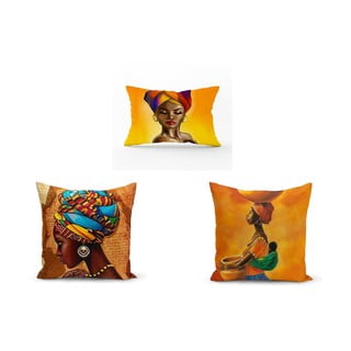Sada 3 povlaků na polštáře Minimalist Cushion Covers African Culture, 45 x 45 cm