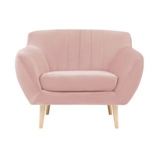 Světle růžové sametové křeslo Mazzini Sofas Sardaigne